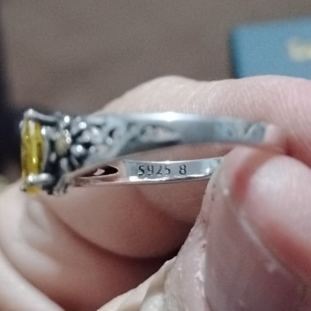 Gemstone Silver Sunflower Ring 925 - image 3